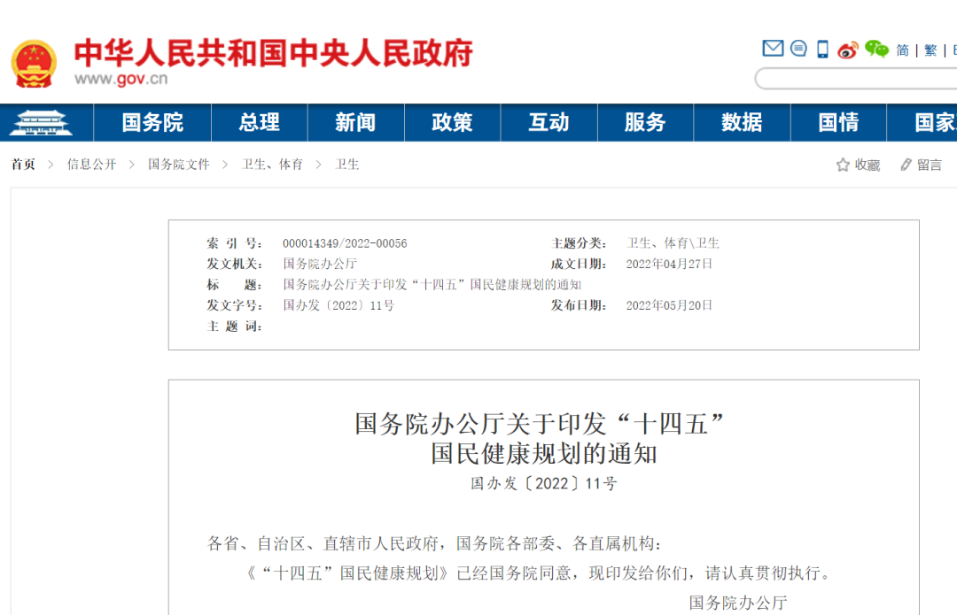 重磅！国务院十四五国民健康规划，这些细分专科将迎来利好