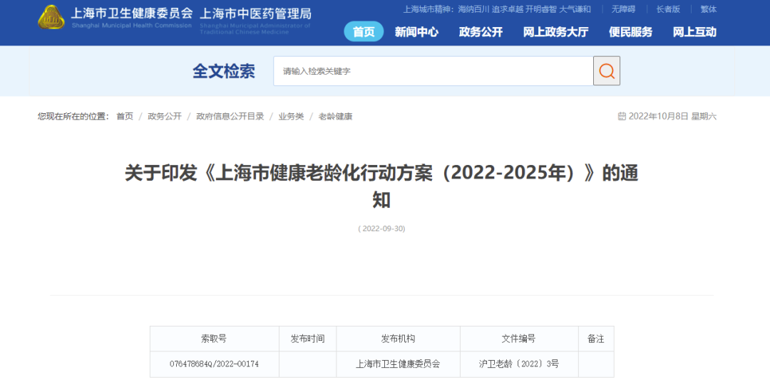 上海卫生健康委发文：28条举措促进健康老龄化，着力提升老年人中医药健康管理水平